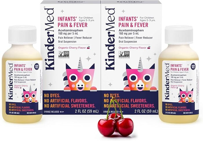KinderMed Infants' Pain & Fever Medicine, for Ages 2-3 Years, No Dyes, No Artificial Flavors, No ... | Amazon (US)