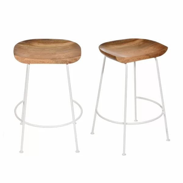 Axelle Solid Wood Bar and Counter Stool (Set of 2) | Wayfair North America