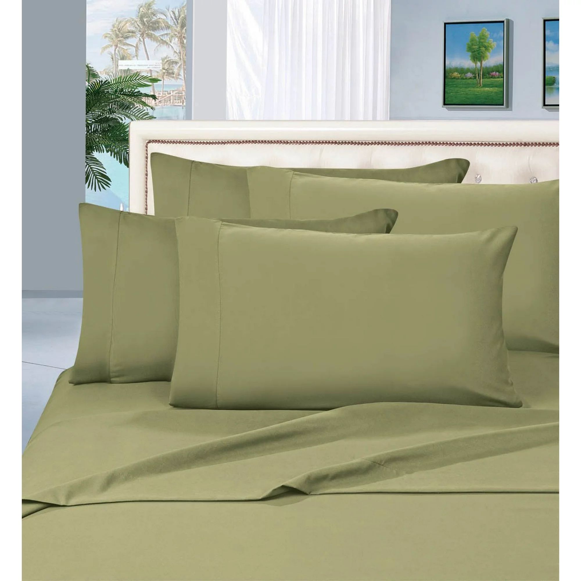 Elegant Comfort 1800 Thread Count Deep Pocket 4pc Bed Sheet Set , King Sage/Green | Walmart (US)