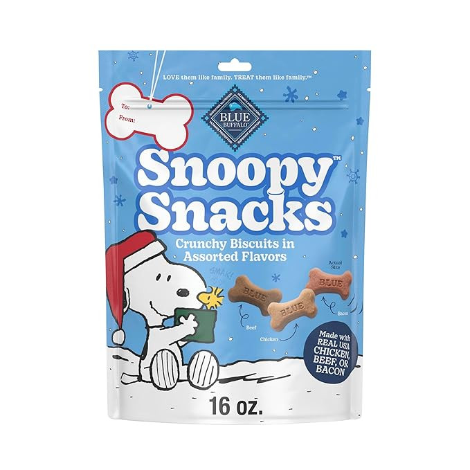 Blue Buffalo Snoopy Snacks Crunchy Dog Treats, Natural Holiday Dog Biscuits in Assorted Flavors, ... | Amazon (US)