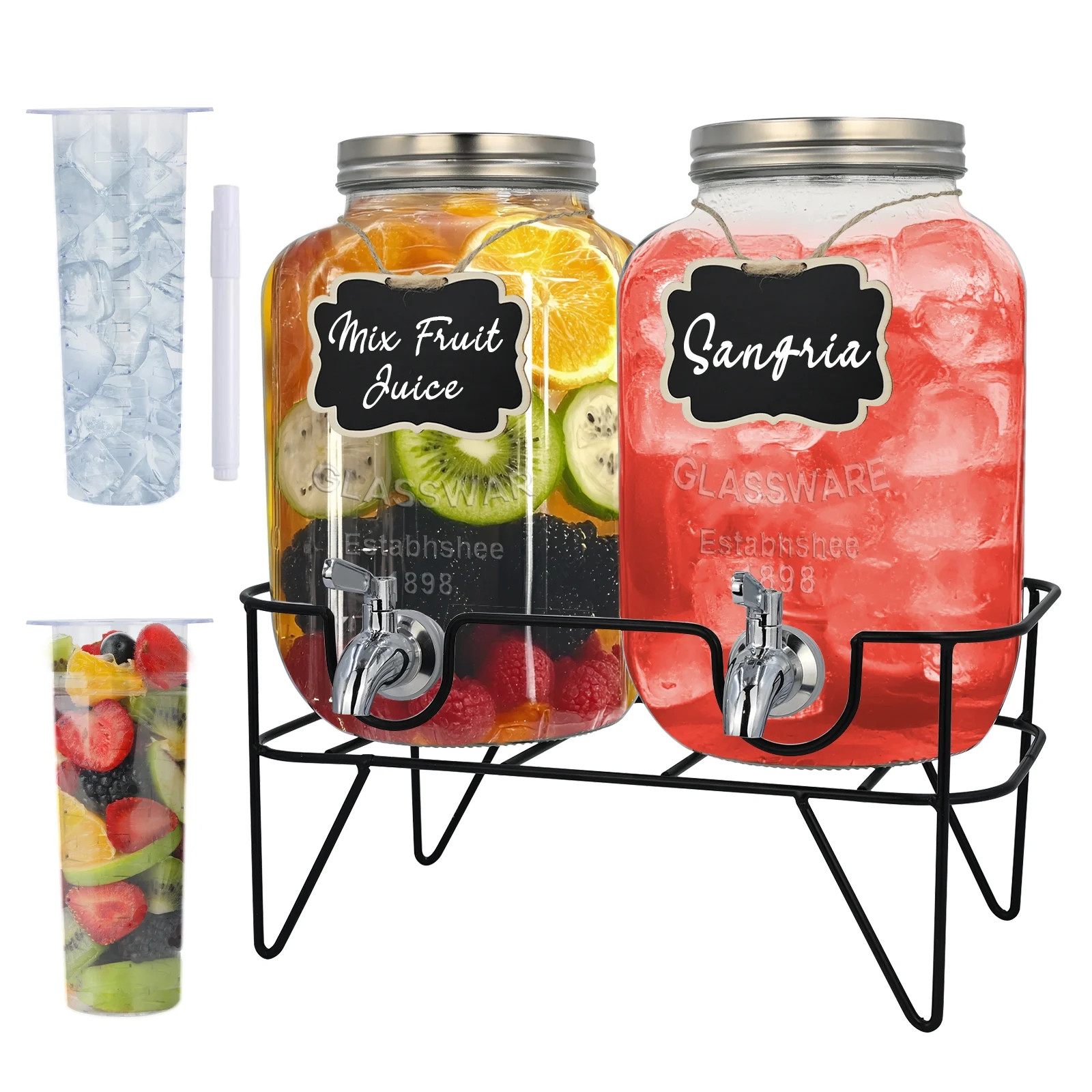 Soulgenix 2 Gallon Glass Drink Dispenser Set, Drink Dispensers for Parties Beverage Dispenser wit... | Walmart (US)