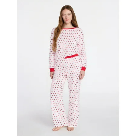 Joyspun Women s Mommy-Daughter Family Matching Cotton Blend Sleep Top and Pants Pajama Set 2-Piece Sizes XXS-3X | Walmart (US)