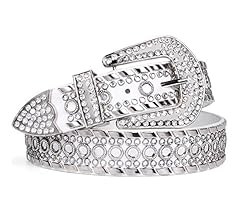 SUOSDEY Rhinestone Belt for Men Women Western Cowboy Cowgirl Bling Studded Leather Belt for Jeans... | Amazon (US)