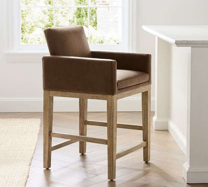 Jake Leather Bar & Counter Stools | Pottery Barn (US)