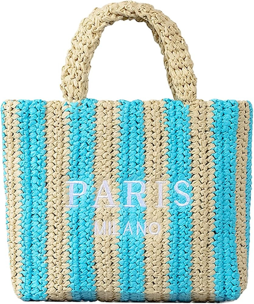 Straw Beach Bag for Women Summer Woven Tote Bag Packable Straw Purses and Handbags for Vacation H... | Amazon (US)