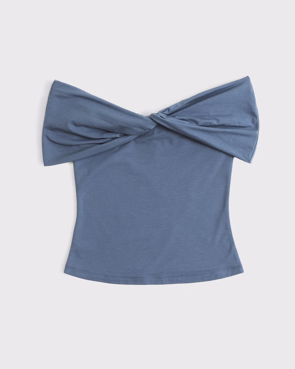 Women's Off-The-Shoulder Twist Top | Women's 25% Off Vacation Essentials | Abercrombie.com | Abercrombie & Fitch (US)