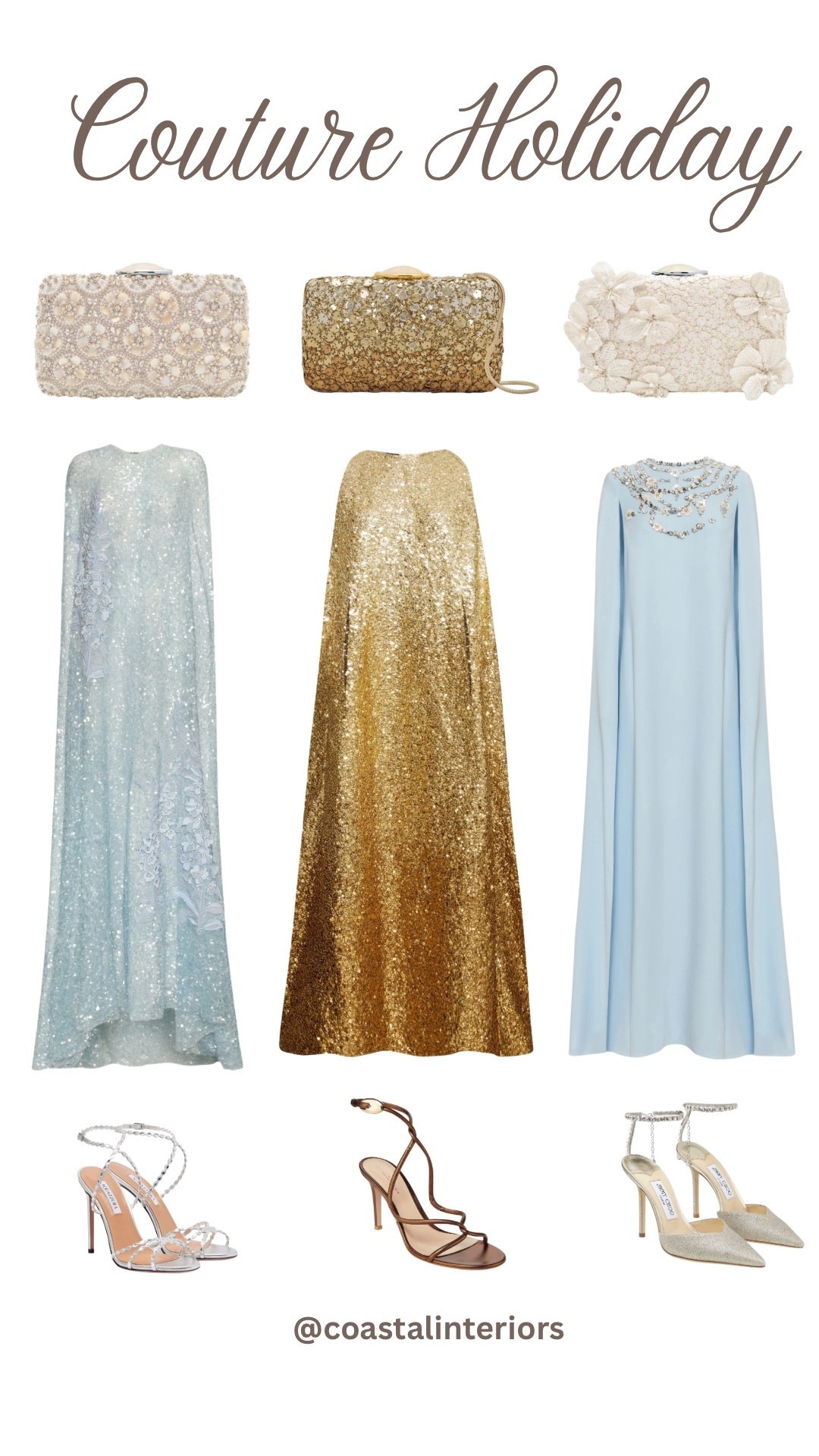 Designer caftan style holiday gowns for black tie events. Beautiful sparkles, pearl embellishments, mother of pearl. The details on the holiday heels are stunning! #ltkluxury 

#LTKSaleAlert #LTKWedding #LTKHoliday