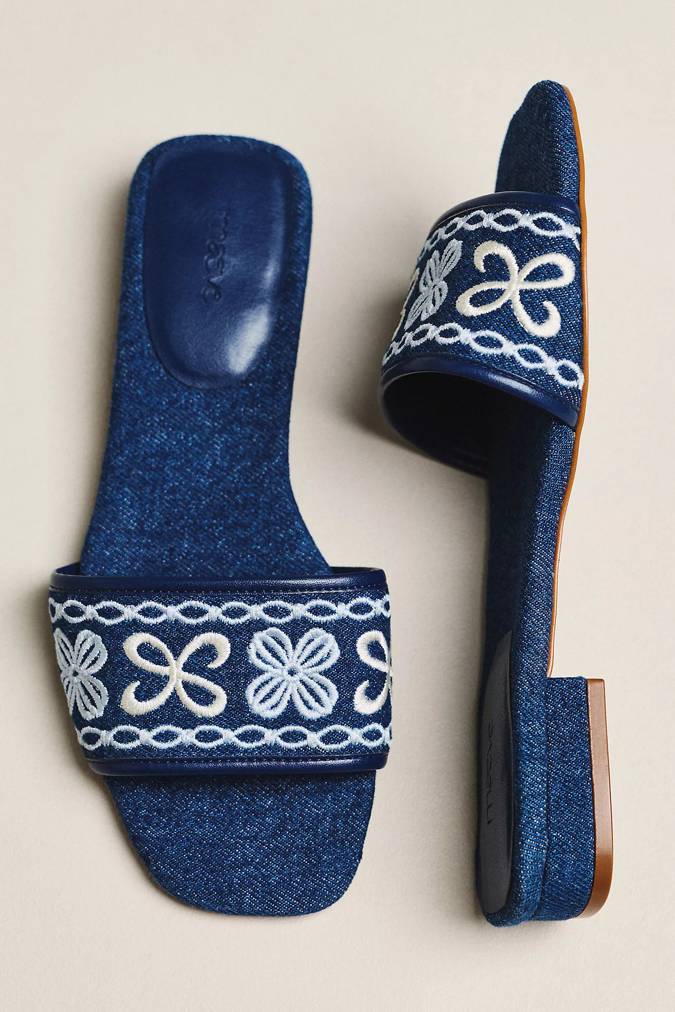 Maeve Embroidered Logo Slide Sandals | Anthropologie (US)