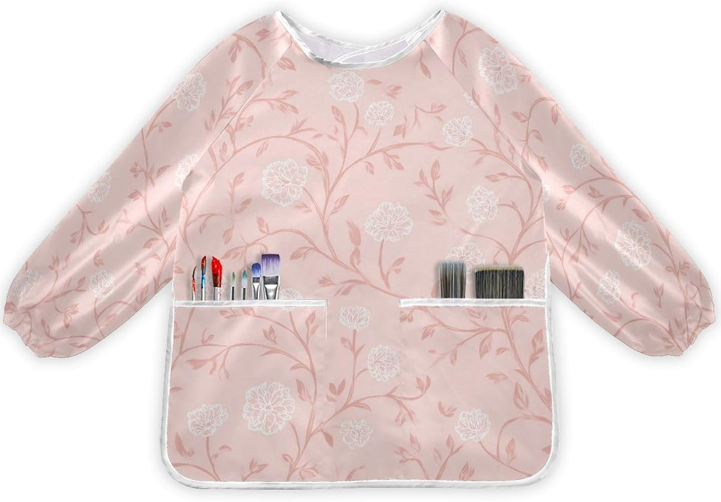 Painting Smocks for Kids 2-4 Art Smocks Eating with Pockets Vintage Pink Floral Waterproof Long S... | Amazon (US)