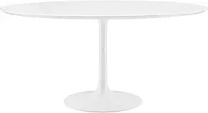 Modway Lippa 60" Mid-Century Modern Dining Table with Round Top and Pedestal Base in White | Amazon (US)