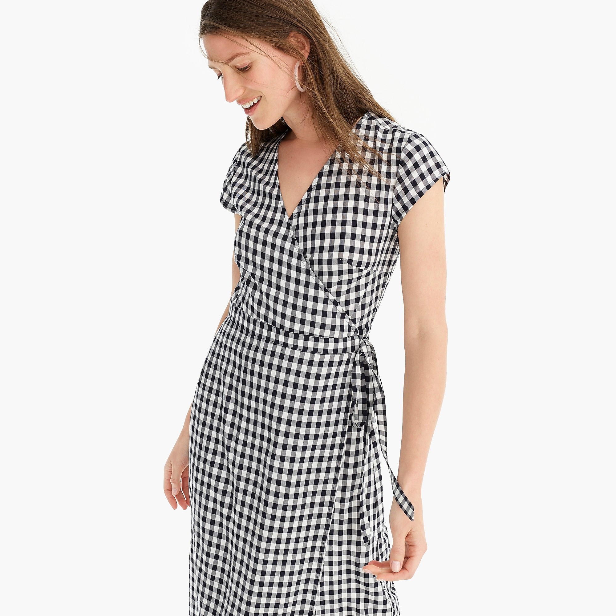 Tall midi wrap dress in soft rayon gingham | J. Crew US