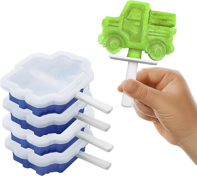 Tovolo Truck Popsicle Mold Pack of 4 Silicone Ice Pop Makers with Sticks for Kids, Stackable Cons... | Amazon (US)