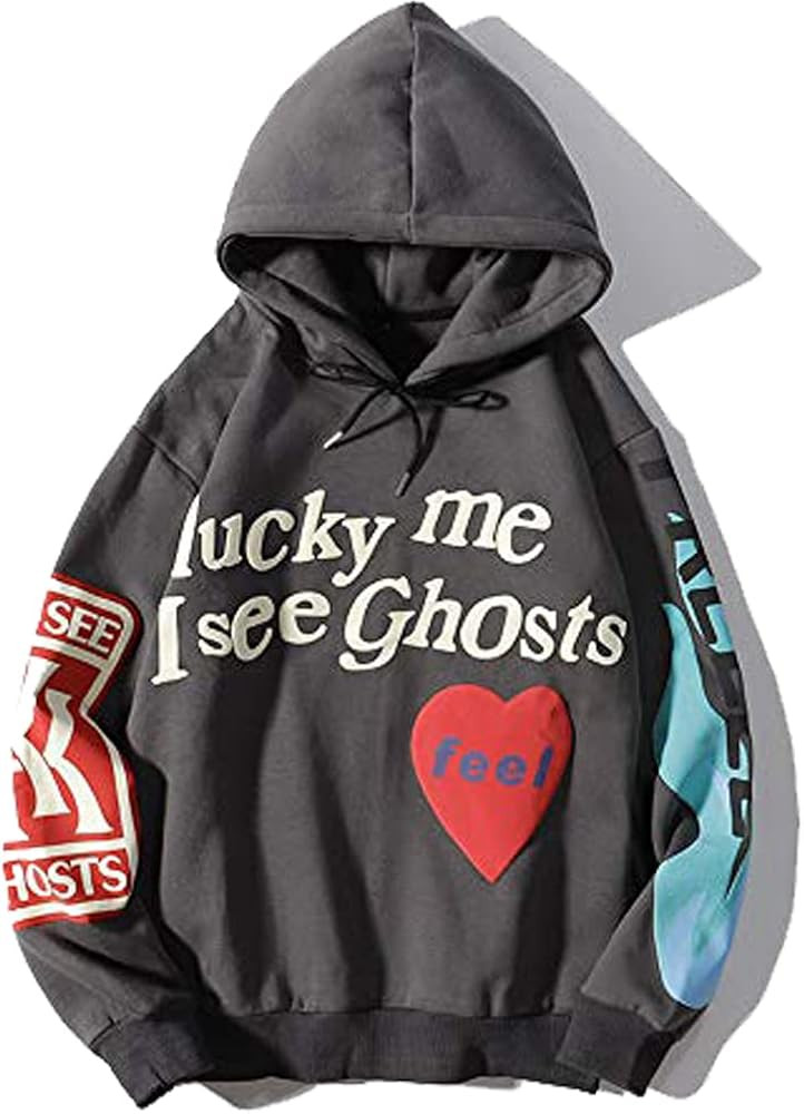 NUFR Unisex Trendy Men's Lucky Me I See Ghosts Sweatshirts Hip Hop Mens Pullover Hoodie Fashion S... | Amazon (US)