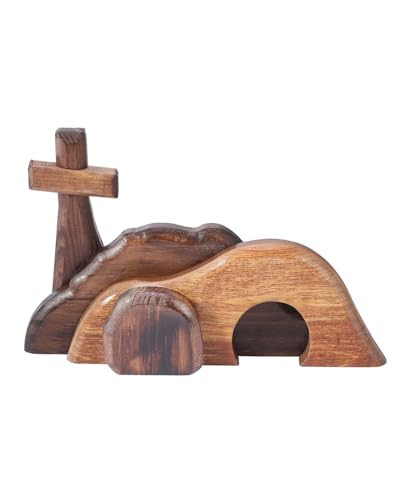 EIJ - Easter Decoration Set, Including Empty Tomb and Cross, Wooden Easter Scene Display, Jesus Tomb Tray, and Nativity Scene Decorative Gift. | Amazon (US)