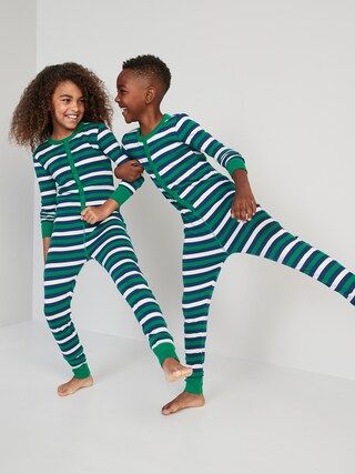 Gender-Neutral Matching Stripe Snug-Fit One-Piece Pajamas for Kids | Old Navy (US)