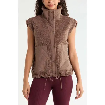 Zella Oversize Faux Shearling Vest in Black at Nordstrom, Size Large | Nordstrom