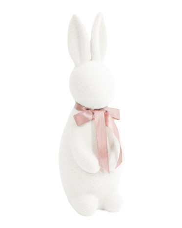15in Flocked Rabbit With Ribbon | Marshalls