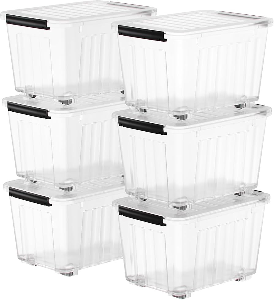 Nazhura 72 Quart Plastic Storage Bin, Stackable and Nestable Storage Boxes with Lids and Secure L... | Amazon (US)