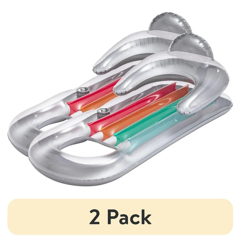 (2 pack) Bluescape Deluxe Lounge, Inflatable Pool Float, Silver, Age 14 & up, Unisex | Walmart (US)