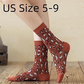 Polka Dots Socks Leopard Print High Ankle Women Cotton 5 Pairs Double-Needle Double-Layer | Amazon (US)