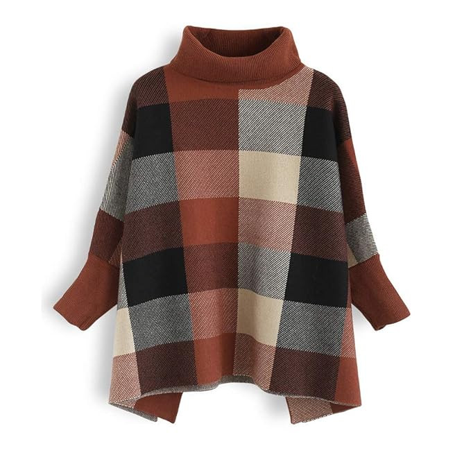 Chicwish Women's Mustard/Black/Caramel/Olive/Grey Striped Oversize Soft Knit Cape Sweater Pullove... | Amazon (US)