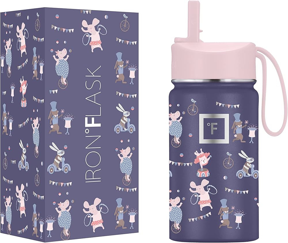 IRON °FLASK Kids Water Bottle - Straw Lid, 20 Name Stickers, Vacuum Insulated Stainless Steel, D... | Amazon (US)