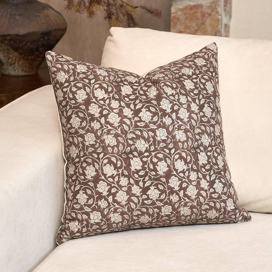 DOMVITUS Floral Pillow Covers 18x18, Throw Pillows for Couch, Block Print Pillow Cover, Decorativ... | Amazon (US)