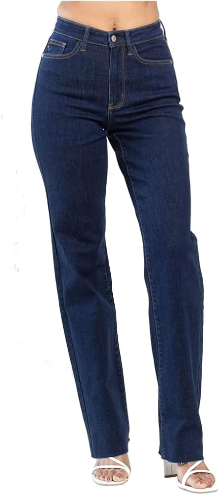 Judy Blue Women's High-Rise Vintage & Back Darts Detail Straight Jeans 82512 | Amazon (US)