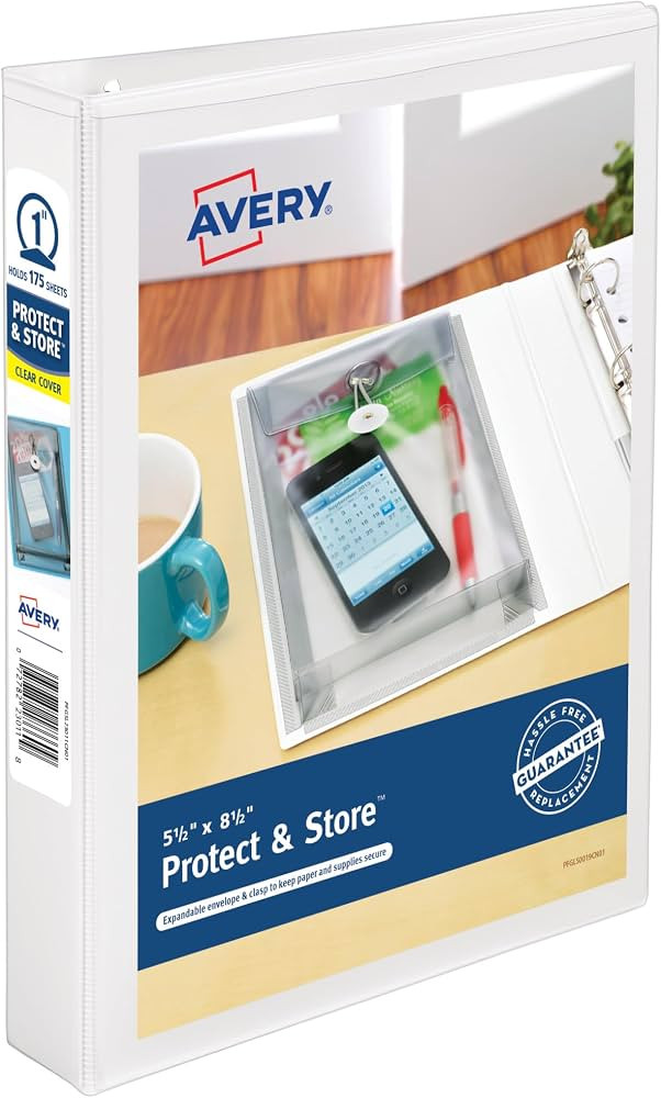 Avery Mini Protect and Store View 3 Ring Binder, 1 Inch Round Rings, 1 White Binder (23011) | Amazon (US)