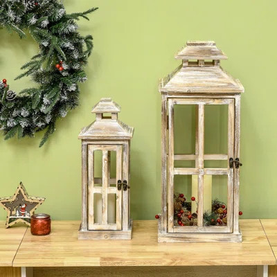 19.75" Wood Tabletop Lantern | Wayfair North America