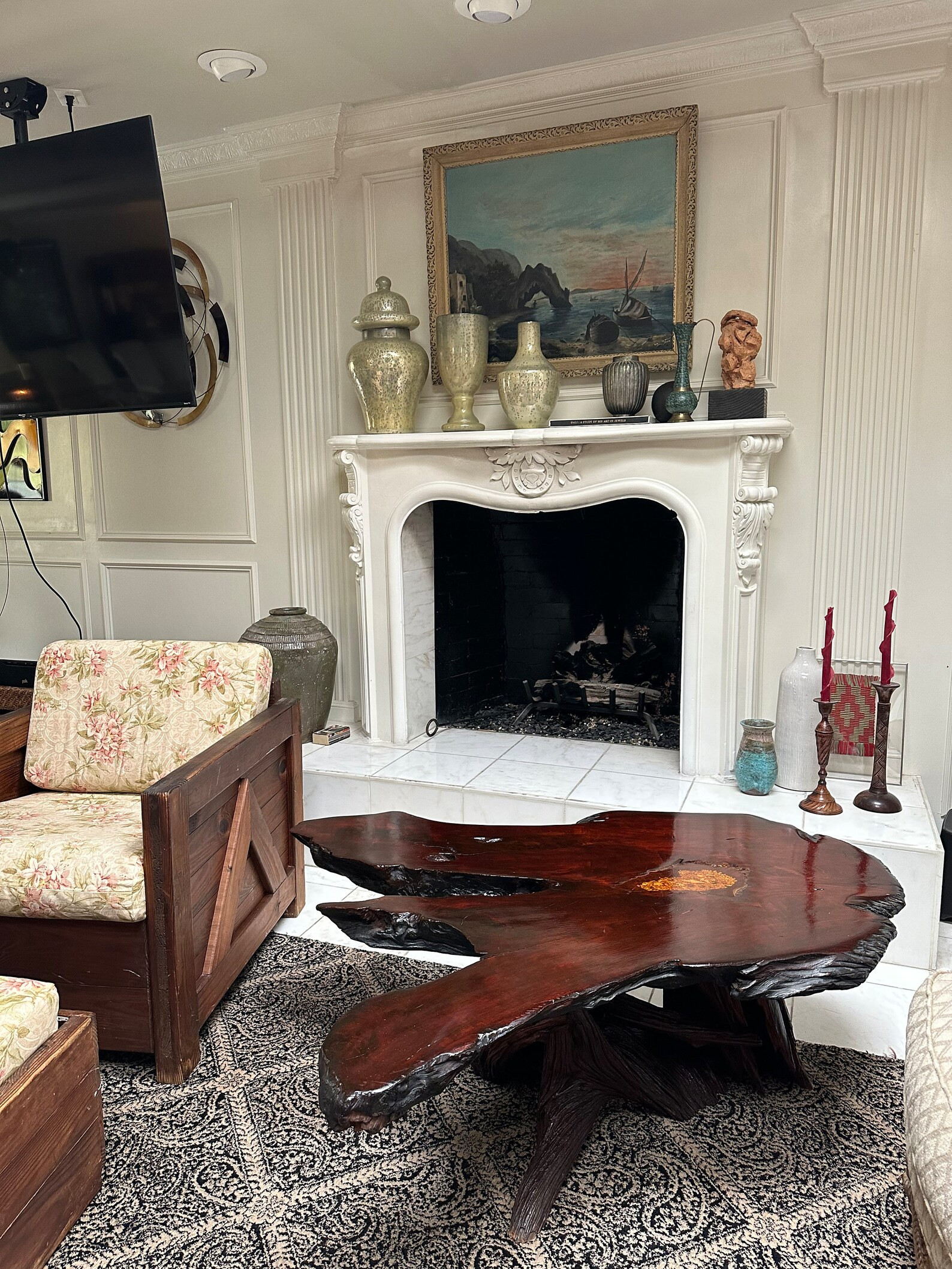 Large Driftwood Coffee Table California Live Edge Burl Redwood Root Table Sculpture Shells Embedd... | Etsy (US)