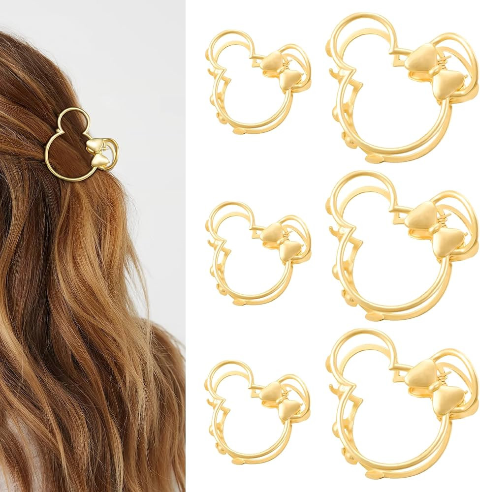 Amazon.com : 6 Pack Large Metal Claw Clips, Gold Hair Clips, Thick Hair Barrette Hair Clips for M... | Amazon (US)