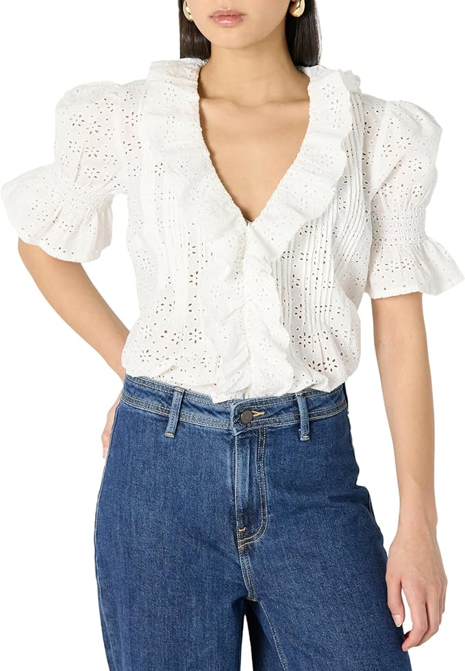 The Drop Women's Lenai Pintuck Eyelet Blouse | Amazon (US)
