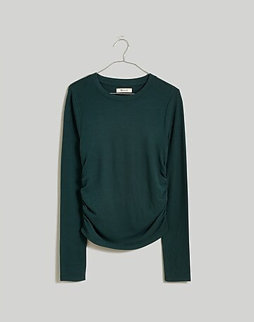 Brushed Jersey Ruched Long-Sleeve Tee | Madewell