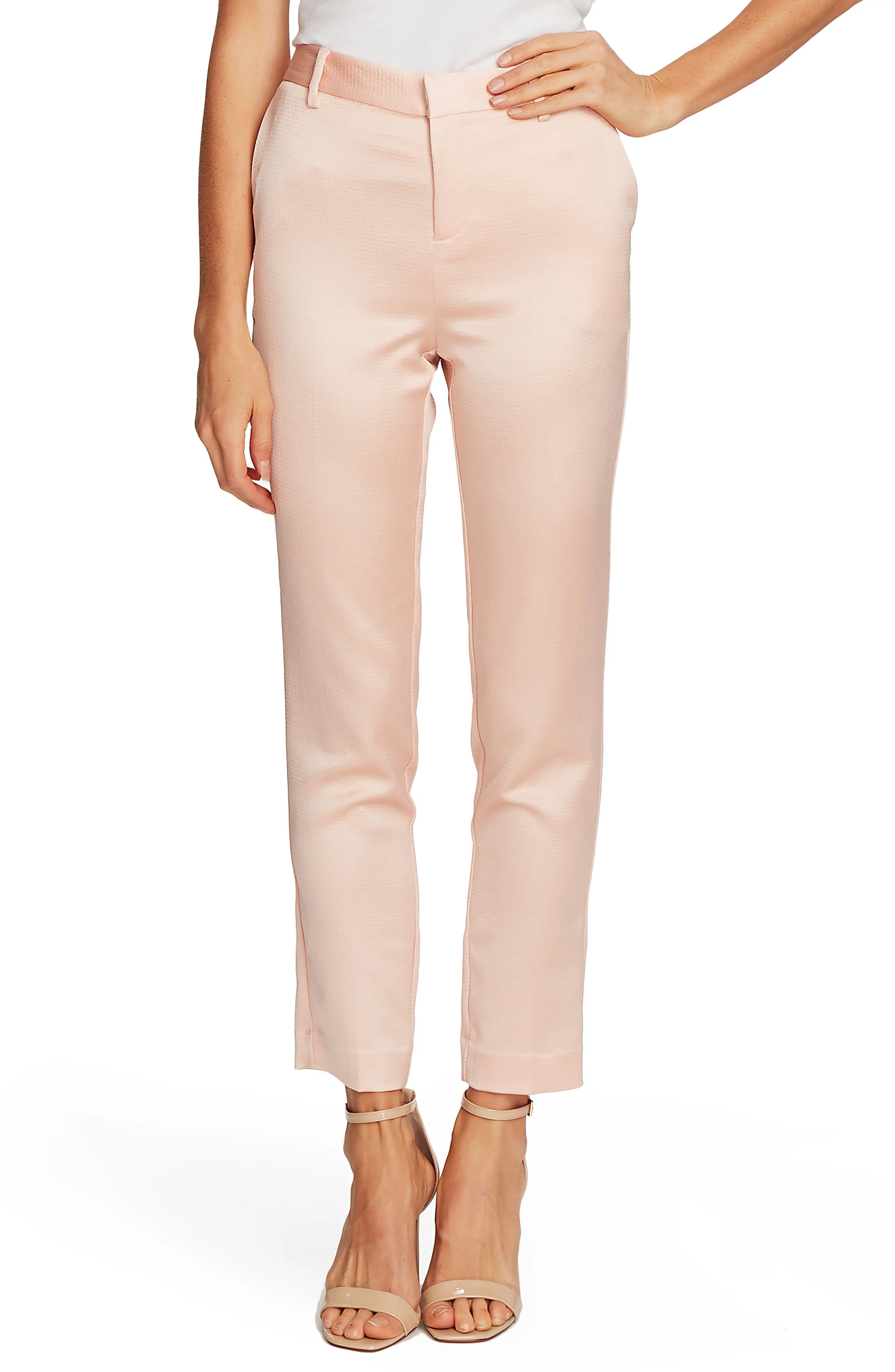 Seersucker Satin Slim Leg Trousers | Nordstrom