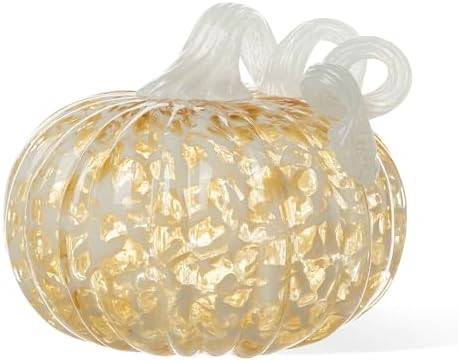Glitzhome Fall Glass Pumpkin Decor Hand Blown Glass Pumpkin Table Top Home Decor for Fall Harvest... | Amazon (US)