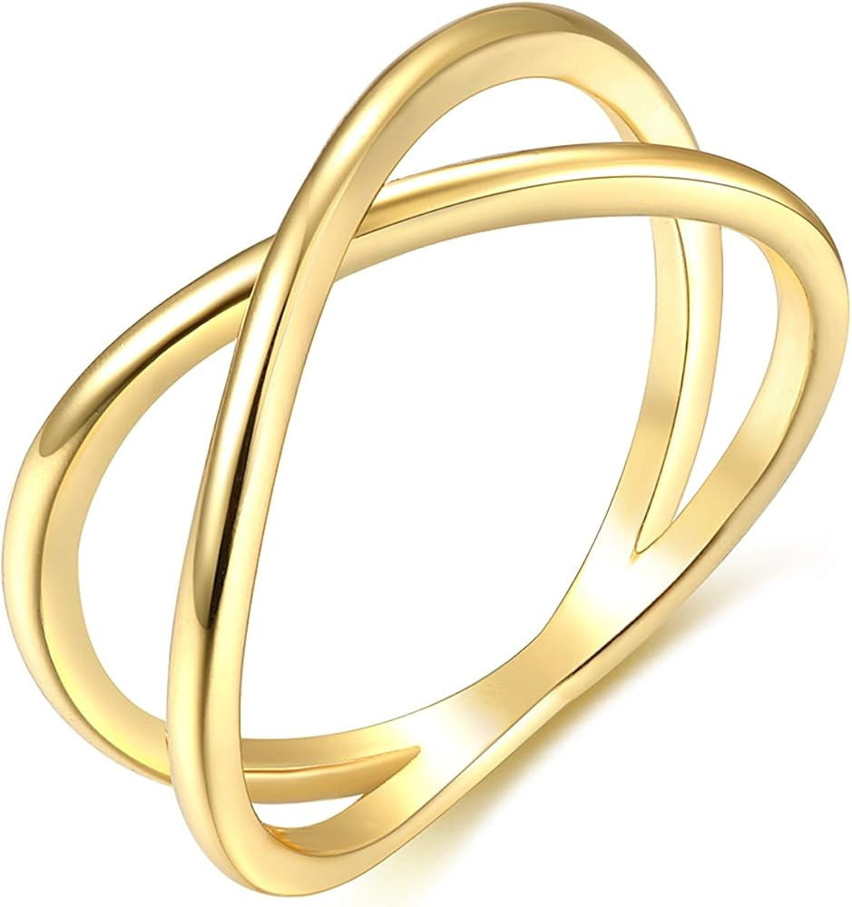 Valloey Rover 14K Gold Plated Dainty CZ Dainty Diamond Stackable Ring Eternity Bands Minimalist J... | Amazon (US)