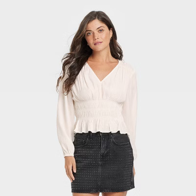 Women's Long Sleeve Smocked Blouse - Universal Thread™ | Target