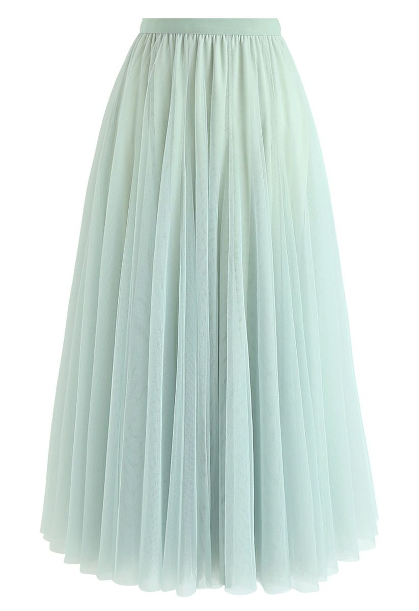 My Secret Garden Tulle Maxi Skirt in Mint | Chicwish