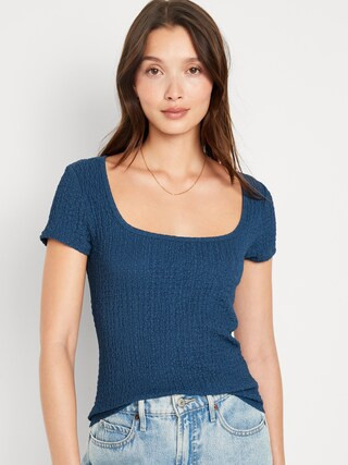 Fitted Square-Neck T-Shirt for Women | Old Navy (CA)