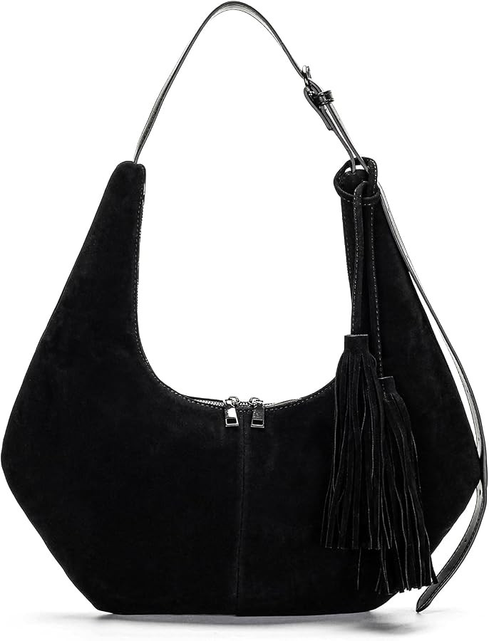 Herald Tassel Suede Slouchy Crescent Hobo Shoulder Bag for Women | Amazon (US)