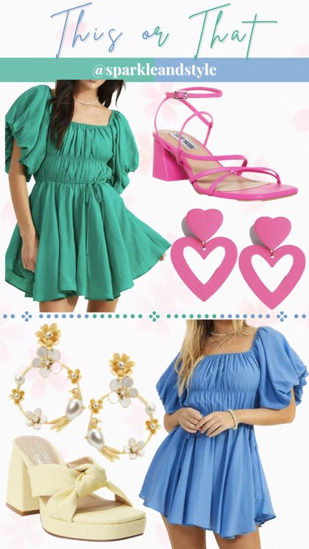 This Or That: Spring & Summer Outfit Inspo

This gorgeous puff sleeve dress is the perfect versatile style for the spring and summer! There are endless ways to style it and it comes in 10 colors! Dresses are currently BOGO 50% off at Altar’d State! 

💚 green puff sleeve dress, strawberry pink strappy heels, pink heart earrings
💙 blue puff sleeve dress, yellow bow block heels, flower circle hoop earrings 

summer fashion, summer dress, summer styles, summer outfits, spring fashion, spring outfits, spring dress, spring styles, wedding guest outfit, wedding guest dress

#LTKsalealert #LTKunder100 #LTKFind