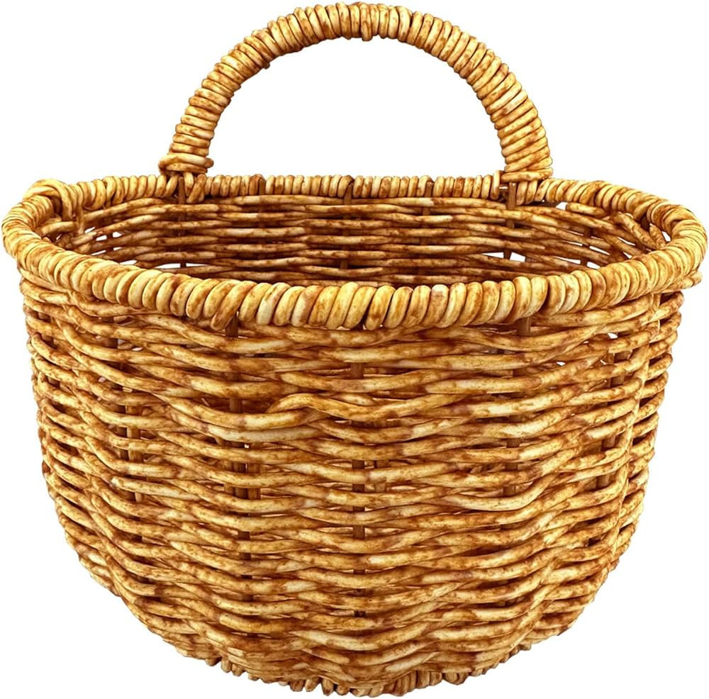 Wall Mounted Storage Basket, Small Kitchen Hanging Basket, Hanging Storage Basket, Imitation Ratt... | Amazon (US)