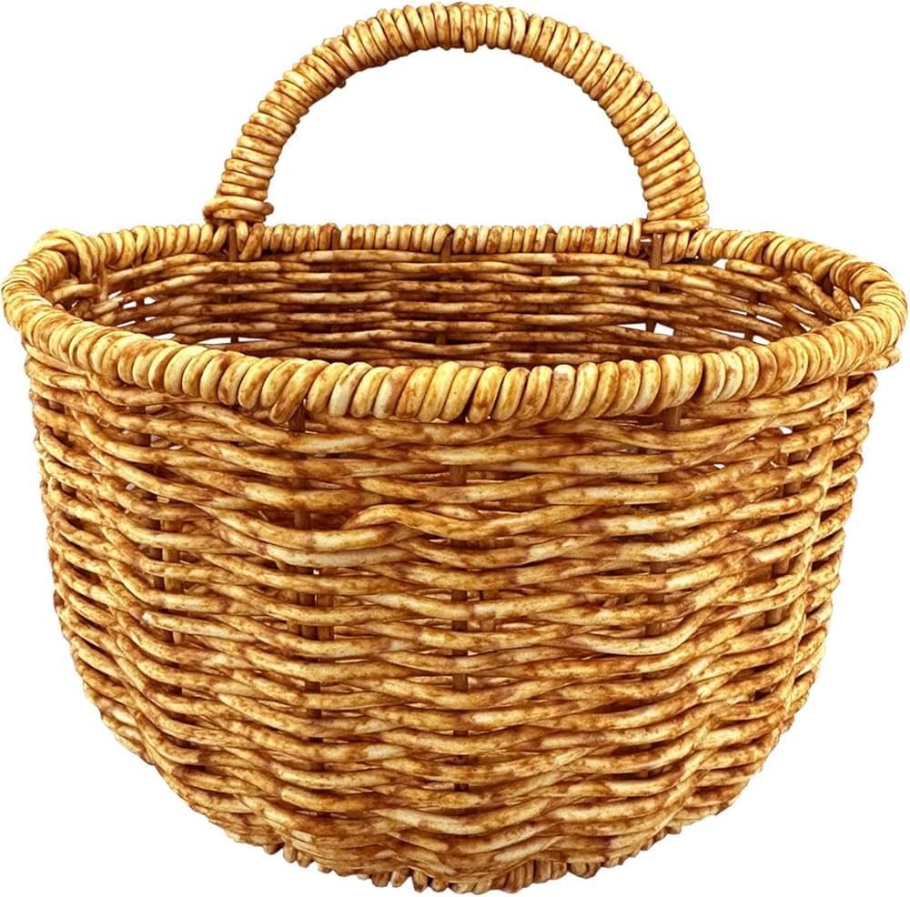 Wall Mounted Storage Basket, Small Kitchen Hanging Basket, Hanging Storage Basket, Imitation Ratt... | Amazon (US)