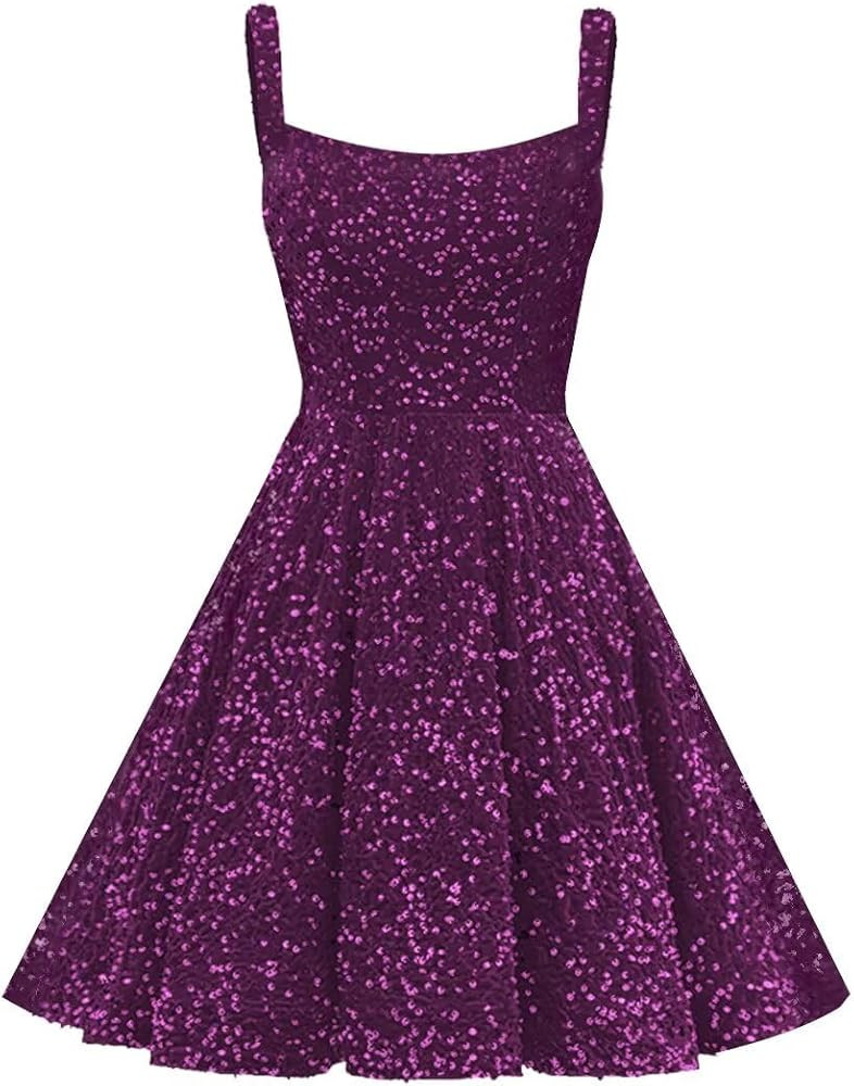 Molisa Sparkly Sequin Homecoming Dresses for Teens 2026 Flowy Spaghetti Straps A-line Short Prom ... | Amazon (US)