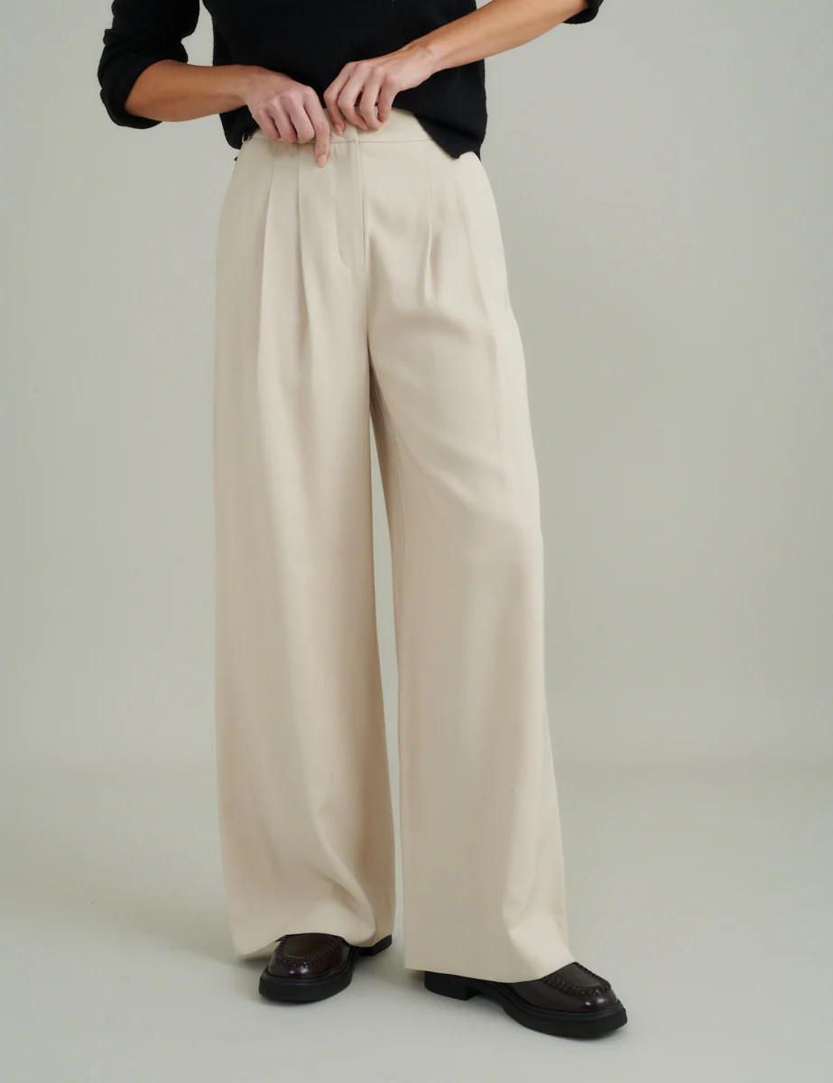 Cream Wide Leg Tailored Trousers | Nobody's Child