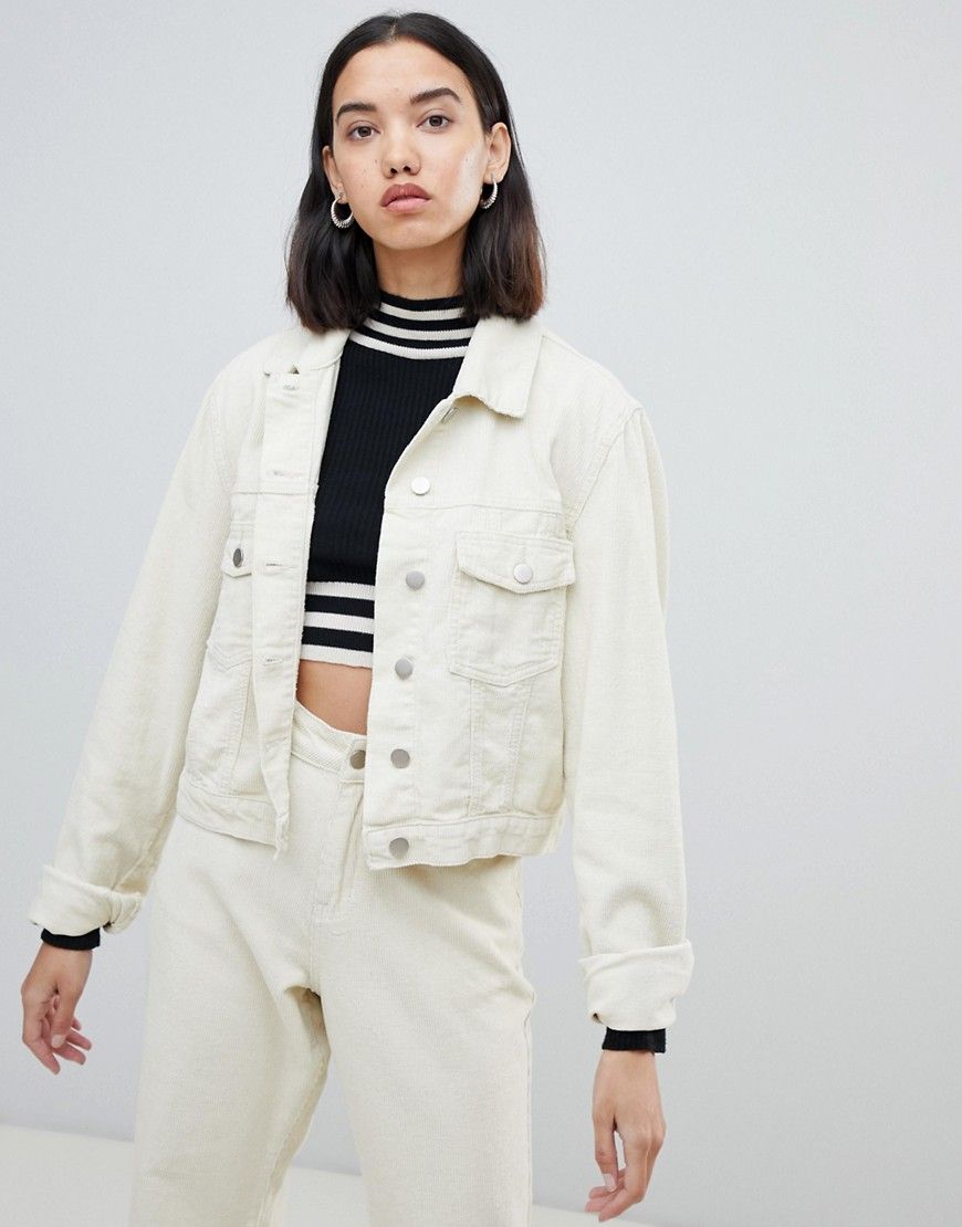 FAE corduroy boxy two-piece trucker jacket - Cream | ASOS US