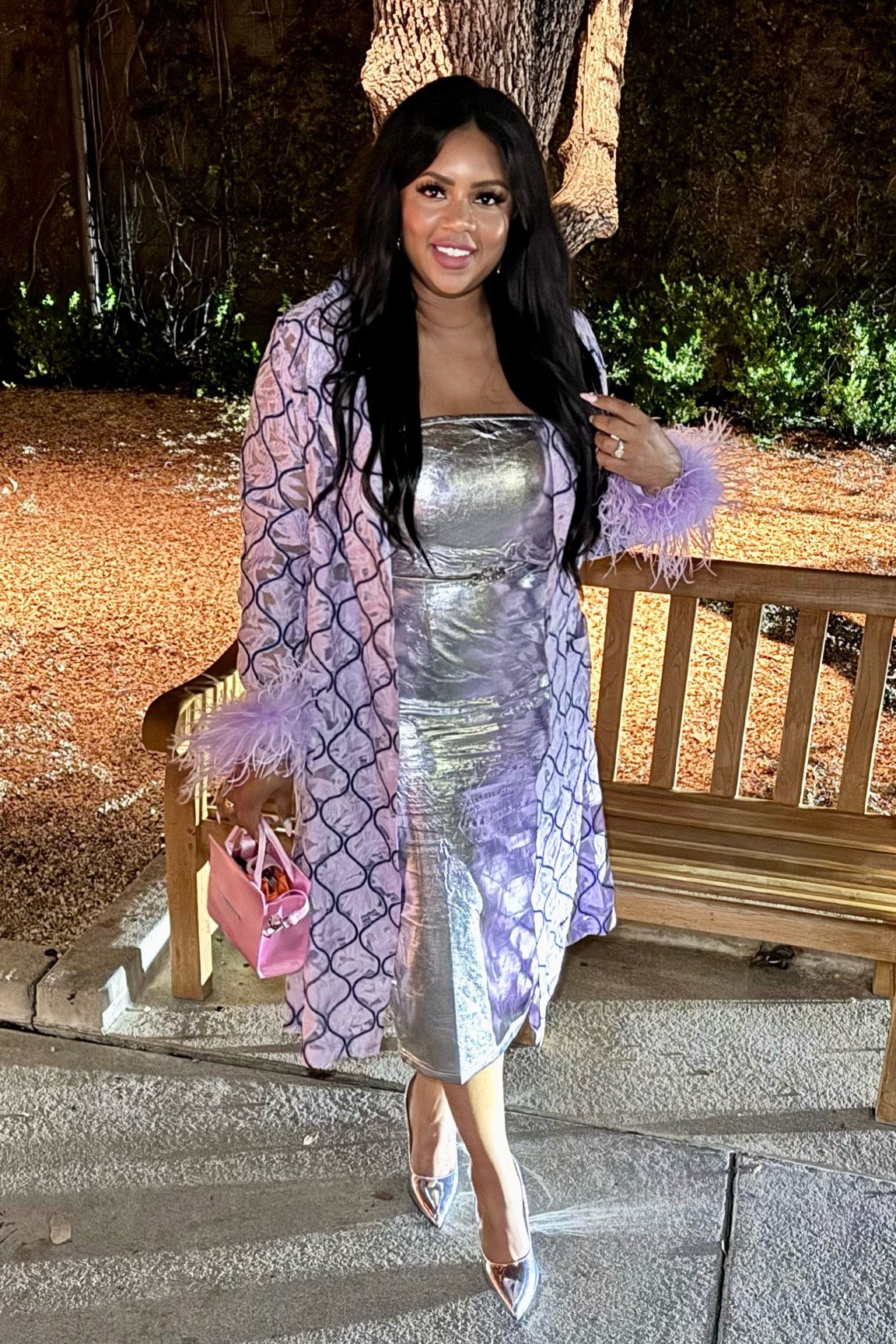 My look for an Art exhibit & dinner plans! This stunning Andreeva official coat is such a unique and beautiful piece. I paired it with this silver midi dress and heels and my ESR tote by Brandon Blackwood. 

#LTKfindsunder100 #LTKmidsize #LTKstyletip