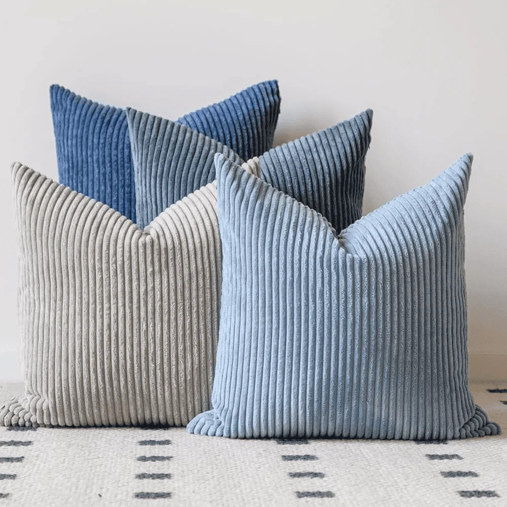 Set of 4 Neutral Couch Throw Pillow Covers, Blue Decorative Farmhouse Boho Throw Pillows for Livi... | Walmart (US)