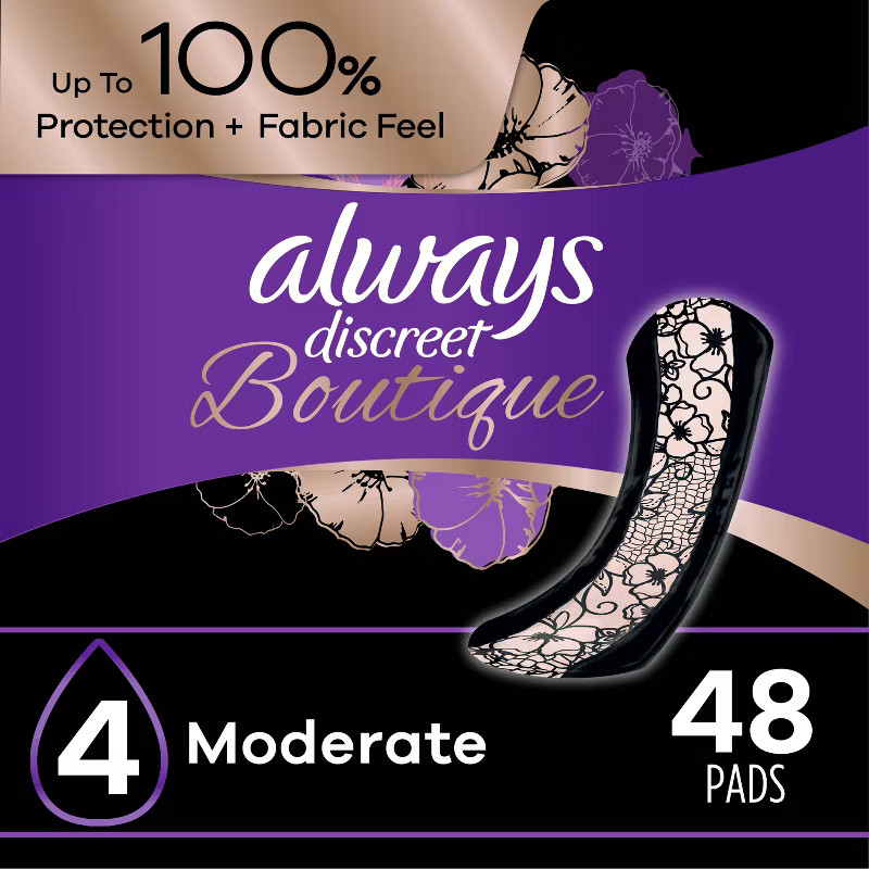 Always Discreet Boutique Incontinence and Postpartum Incontinence Pads - Moderate Absorbency - Re... | Target